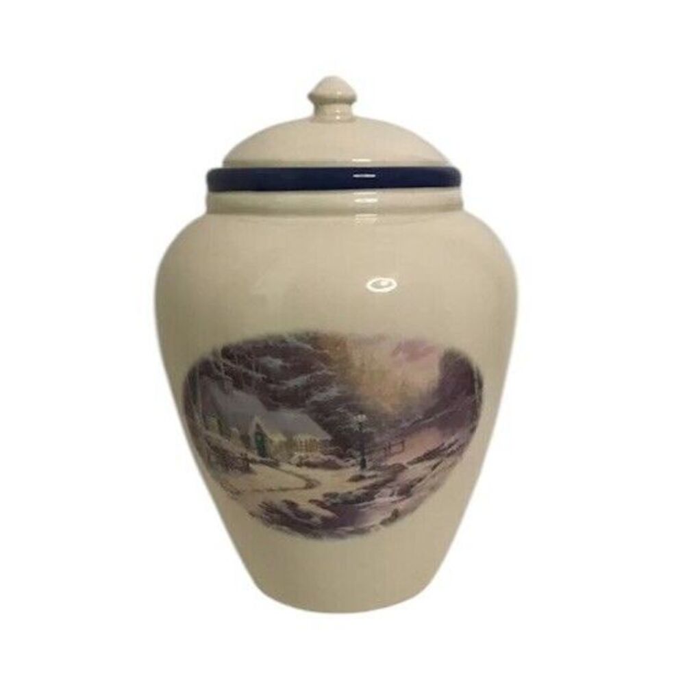 Thomas Kinkade Evening Glow Ceramic Cookie Jar 4956 Painter of Light 1999
